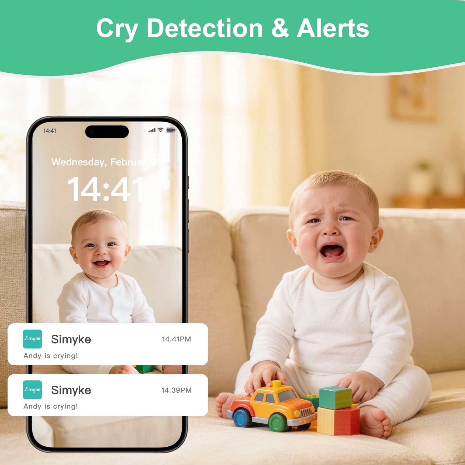 Smart Video Baby Monitor,1080P Baby Room Camera, APP Control,WiFi On/Off Switch,AI Detection, Cry Monitor and Lullabies, HD Night Vision, Two-Way Audio, Cloud & SD Card Storage