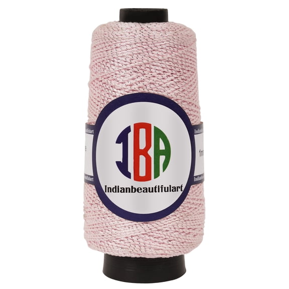 IBA Indianbeautifulart JuteLurexCordThread 100 Meter Spool 4ply Thread For DIY Crafts MetallicCordFor Christmas Tree Embellishment,Macram |Light Pink|Pack Of 1