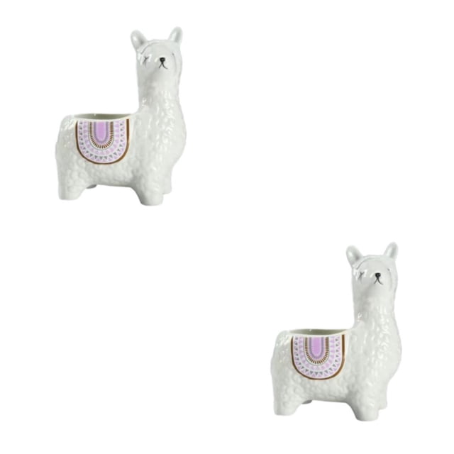 Youkk Ceramic Flower Pot - For Small Spaces Indoor And Outdoor Succulent Planter Pots Animal Shape Pots Crooked Head white 2Set