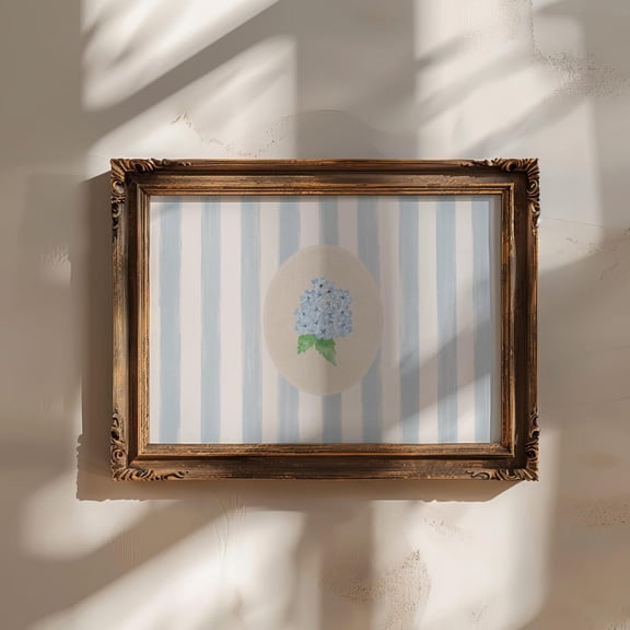 Blue Watercolor Hydrangea Horizontal Print, Nursery, Botanical, Cottage Core Decor, Wall Art Wall Art, Modern Wall Decor For Living Room, 12x18 UNFRAMED