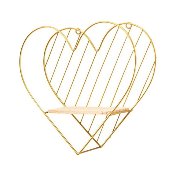 LEORX Decorative Wall Shelf Heart Shape Hanging Rack Modern Iron Wall Decoration for Living Room 1Pack
