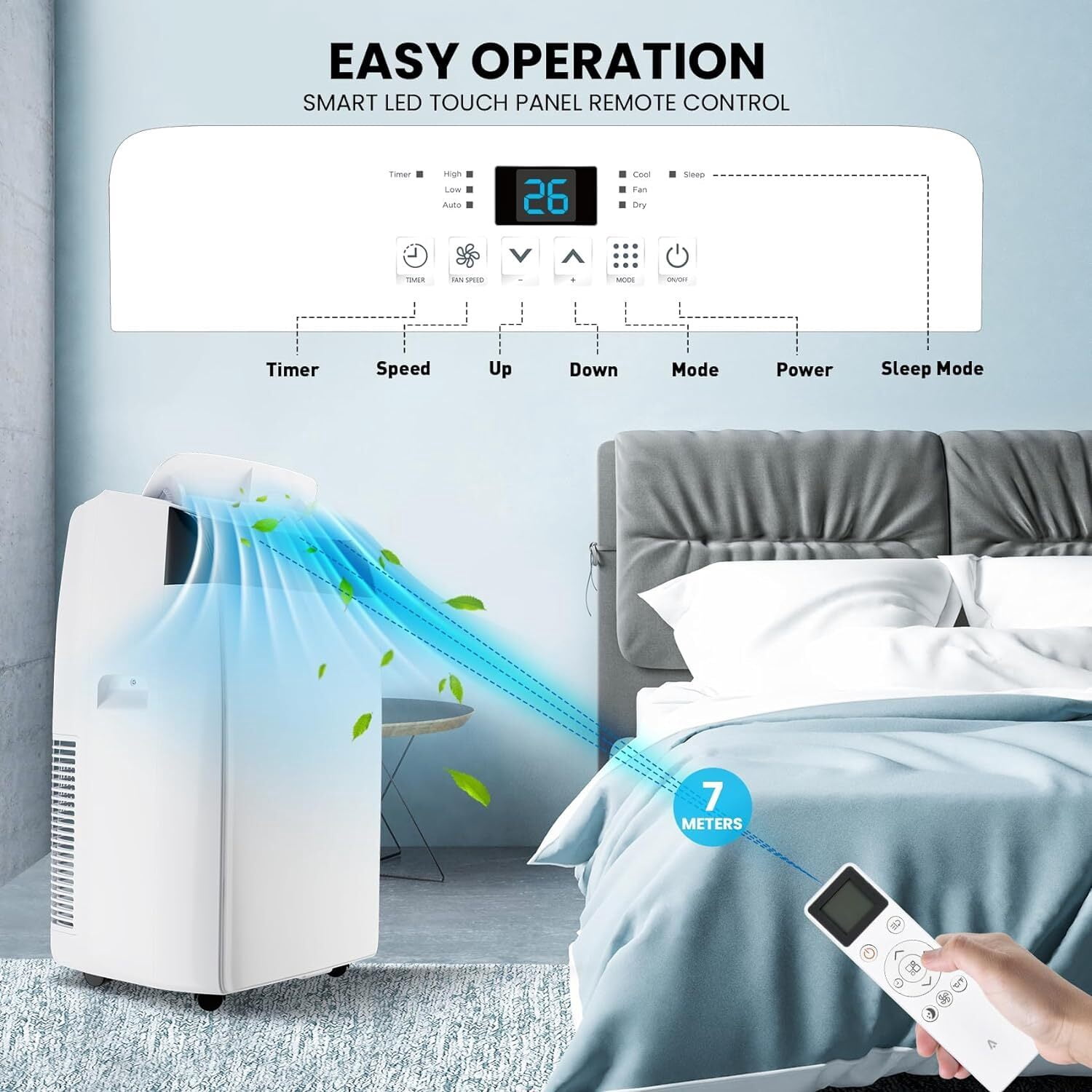 Garvee 12000 BTU Portable Air Conditioner with 3-in-1 Functionality,24-Hour Timer for Bedroom, Office, Cools Up to 550 sq.ft,White
