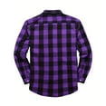 thumbnail image 4 of Dresfit Flannel Shirts Men Plaid Button Down Shirt 2026 Anti Wrinkle Long Sleeve Color Block Tops Spring Lightweight Big and Tall Business Dress Shirt Purple 3XL, 4 of 8