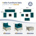 thumbnail image 4 of UDPATIO 9 Pieces Outdoor Patio Furniture Set with 44" Fire Pit Table, Outdoor Wicker Patio Conversation Set with Cushions for Backyard, Porch, Garden(Peacock Blue), 4 of 7