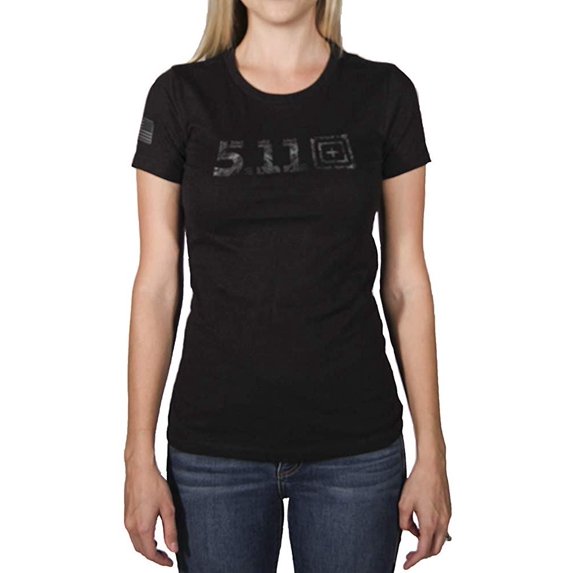 5.11 Tactical Women's Legacy Topo Fill Tee, Poly-Cotton Fabric, Moisture-Wicking, Style 31014ABCF, Black Heather, Small