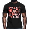 thumbnail image 2 of Camisetas para hombre, camiseta de algodón con cuello redondo, corazones de amor en rosa y rojo, manga corta para hombre, San Valentín, corazones de acuarela., 2 of 8