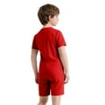 thumbnail image 2 of inlzdz Unisex Kids Boys Girls Special Needs Adaptive Clothing Romper Short Sleeve Anti-strip Solid Cotton Jumpsuit Red 8, 2 of 7