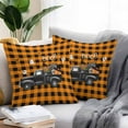 thumbnail image 2 of Outdoor Waterproof Pillow Covers Halloween Black Truck Decorative Throw Pillow Protectors,Ghost Bat on Orange Plaid Pillowcase Cushion Cases for Patio Sofa Garden Couch,24x24in,Pack of 2, 2 of 9