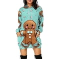 thumbnail image 2 of Vestido tipo jersey con capucha y elementos navideños divertidos con estampado digital 3D de Navidad para otoño, 2 of 5
