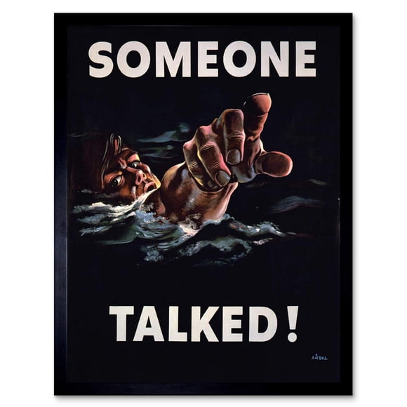 Wee Blue Coo WWII War Someone Talked Sailor USA Art Print Framed Poster Wall Decor 12x16 inch
