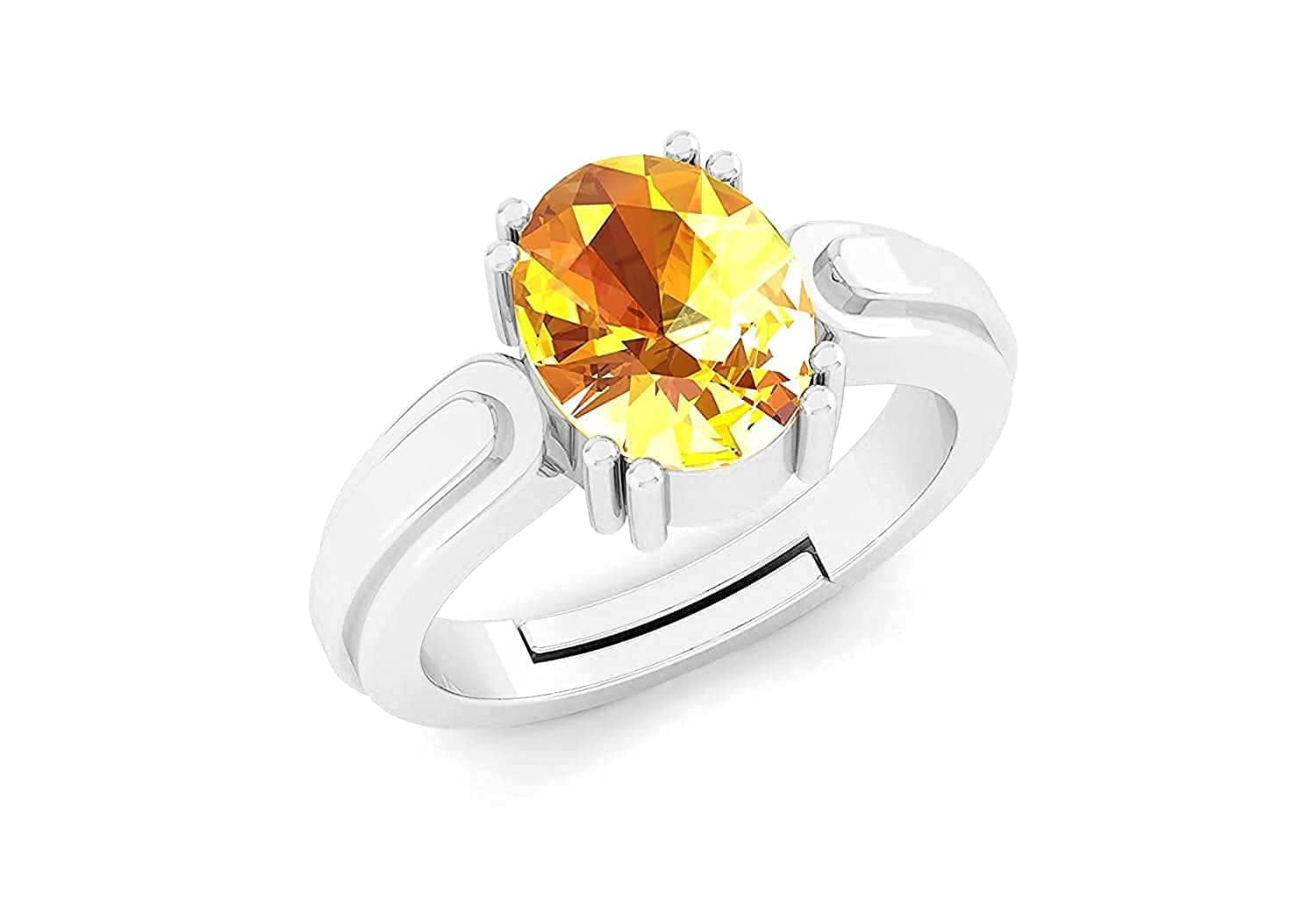 Amazon.com: Ramneek Jewels Divya Shakti 12.25-12.50 Carat Yellow Sapphire  Ring (Pukhraj Stone Silver Ring) 100% Original AAA Quality Gemstone (4) :  Arts, Crafts & Sewing