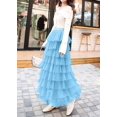 thumbnail image 2 of Falda larga de malla con volantes y cintura elástica para mujer Azul / Patchwork G Azul / Patchwork G Xishao ropa, 2 of 2