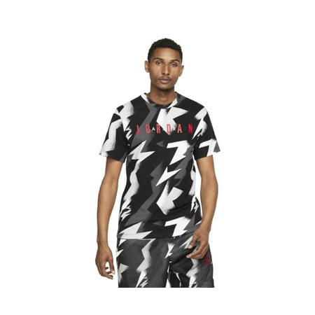 Jordan M J Jumpman Air Aop Ss Crew Mens Active Shirts & Tees Size Xxl, Color: Black/Multi