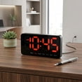 thumbnail image 2 of REGALWOVEN Digital Dual Alarm Clock, Big Numbers Display Dimmable Wall Clocks, Temperature, Day of Week, DST Desk Alarms Orange 8.3"L x 1.2"W x 4.3"H, 2 of 7