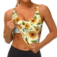 thumbnail image 4 of Haiem Sunflowers And Butterflies Pattern Womens Sports Bra - U Neck Padded Low Impact Yoga Bra Workout Crop Top Gym Moisture-Wicking Workout Vest -, 4 of 9