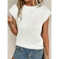thumbnail image 3 of MOSHU Textured Womens Tops Casual Crewneck Basic Tee Shirts Cap Sleeve Summer Blouses, 3 of 9