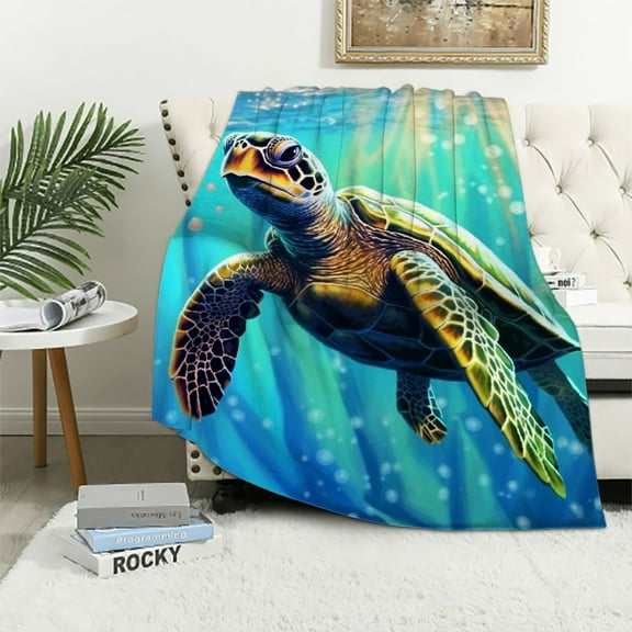 ARISTURING  Sea Turtle Blanket,Turtle Blanket Throw Blanket,Turtle Gifts Warm Cozy Blanket,Sea Turtle Gifts for Women Plush Throw Blankets