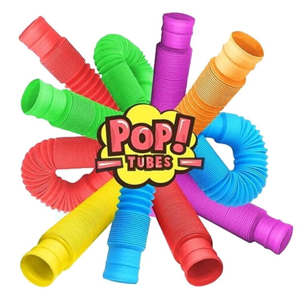 Juguetes sensoriales para apretar para niños y adultos, 8 tubos Pop de piezas, alivio del estrés, autismo, fuelle de plástico antiestrés, regalo