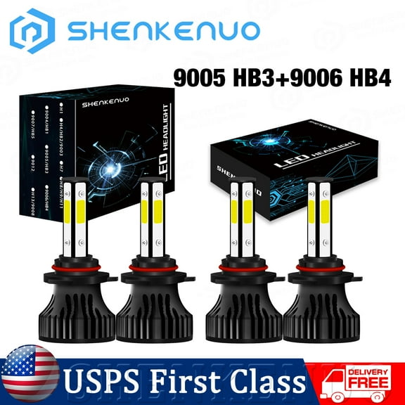 For Chevy C/K Pickup Silverado Suburban Tahoe 1994-1999 LED Headlight Bulbs 9005 High Beam   9006 Low Beam 4pc