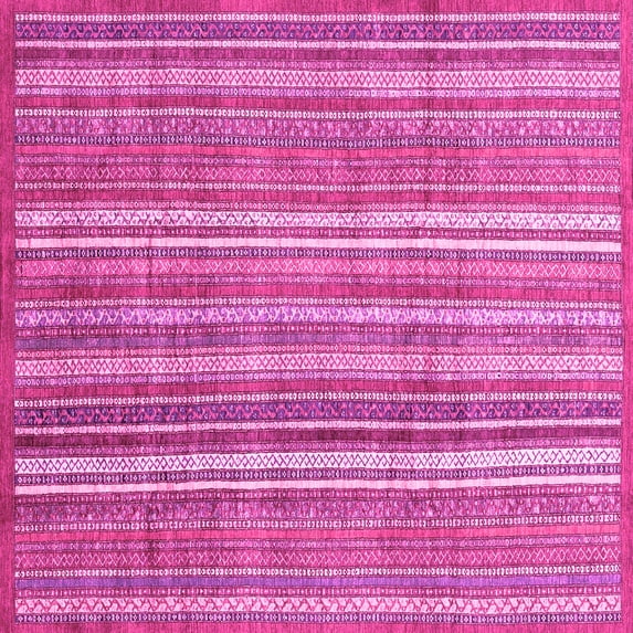 Ahgly Company Indoor Square Abstract Pink Modern Area Rugs, 7' Square