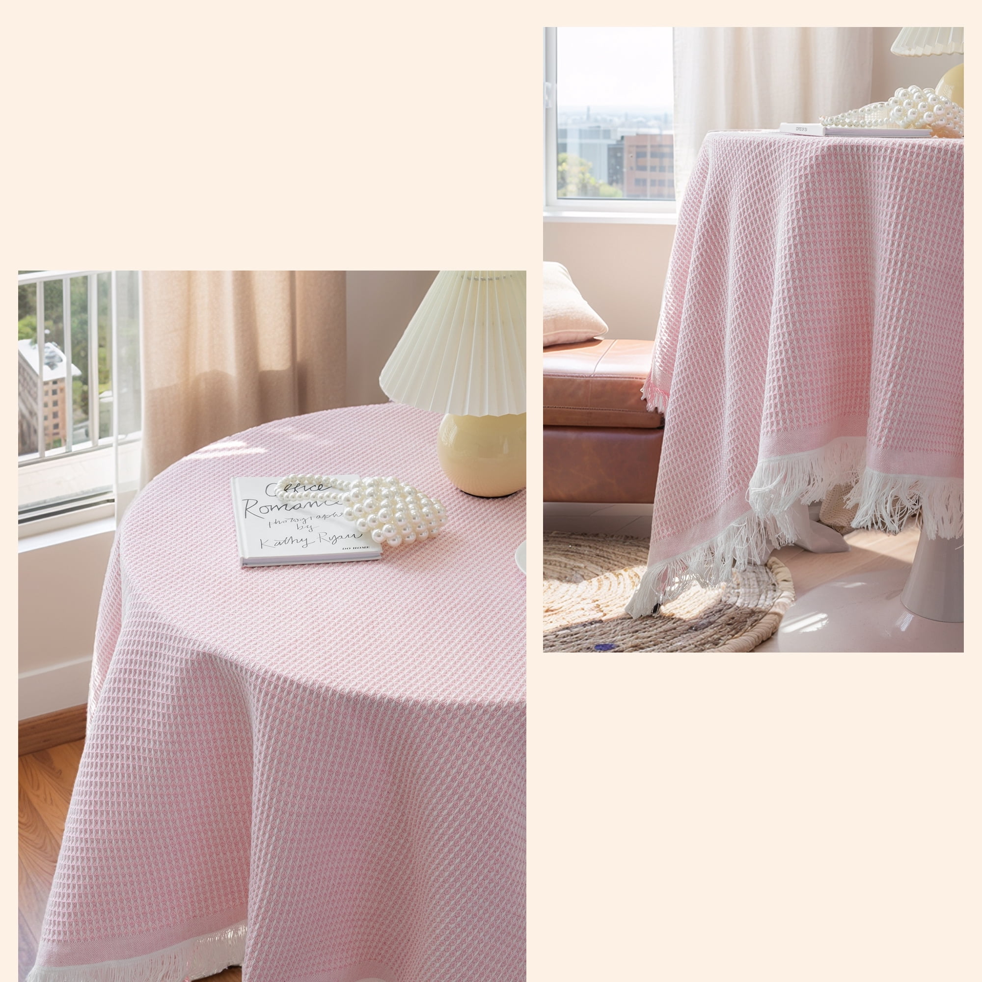 Unique Bargains Waffle Table Cover for Indoor and Outdoor Pink 47.2"x33.5"