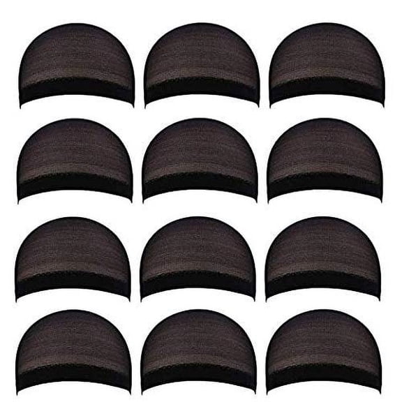 BNG Black Nylon Wig Caps, Stretchy Close End Stocking Wig Caps 12 Pack (24pcs)