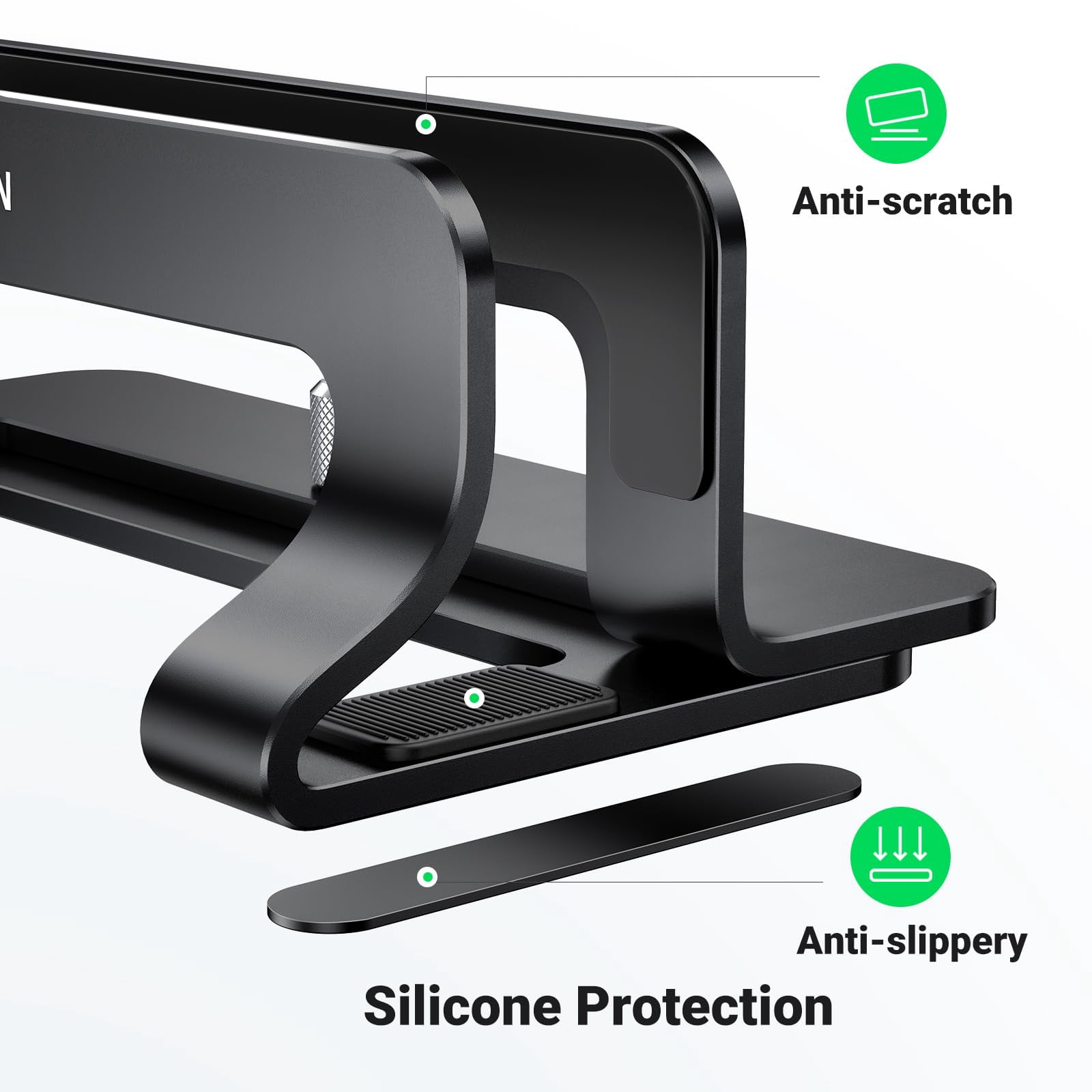 Ugreen Vertical Laptop Stand Holder For Desk Compatible With Macbook Pro  Air Aluminum Adjustable Up To 17.3 Inch Gaming Black