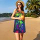 thumbnail image 3 of Fotbe Pride Rainbow Vestido de Verano sin Mangas para Mujer – Vestido Midi Línea A, Estilo Camiseta Floral, Vestido Playero Casual y Fluido, 3 of 7