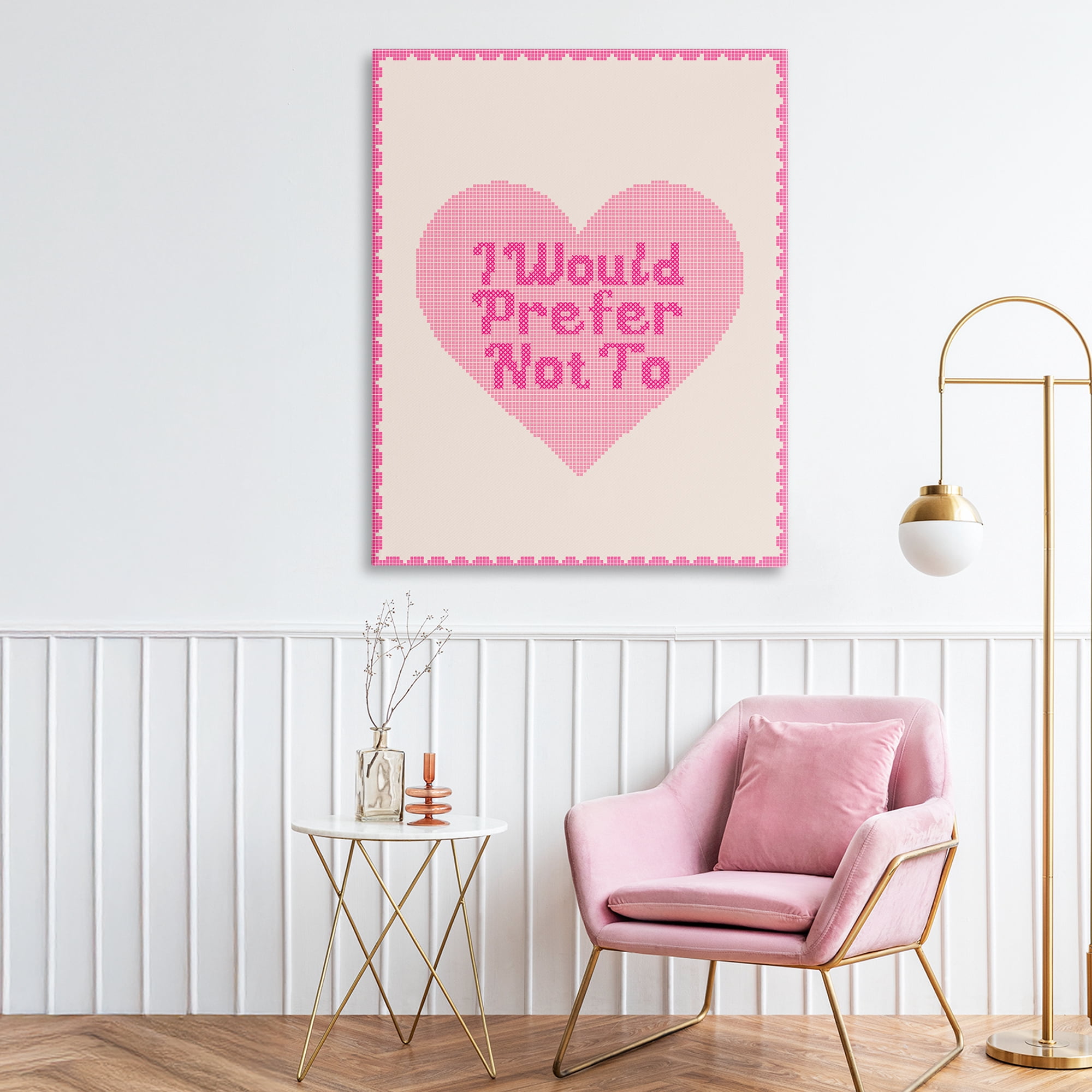 Stupell Industries I Would Prefer Not To Pink Heart Canvas Wall Art, design by Lil' Rue