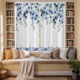 thumbnail image 2 of Blue Roses Kitchen Curtains 63 Inch Length, Spring Floral Elegant Pastoral Flowers Botanical Tiers Curtains for Living Room Berdoom, Light Filtering Drapes Window Treatment 2 Panels 42"Wx63"L, 2 of 8