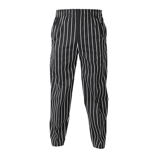 Elastic Restaurant Cafe Chef Waiter Pants Trousers Uniform Accs Uniform Pants Work Trousers Striped XXXL