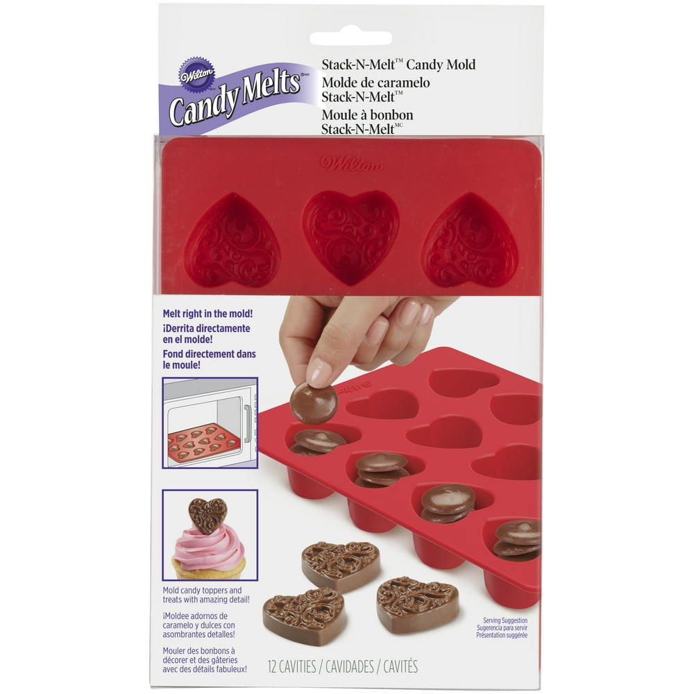 Wilton Valentine's Day StacknMelt Silicone Heart Candy Mold, 12