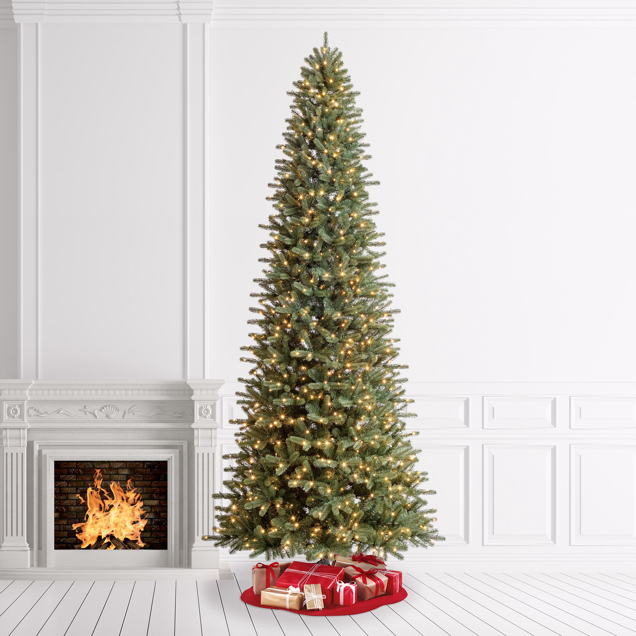 12' Birchwood Fir Prelit Green Artificial Christmas Tree with Warm White Twinkle LED Lights and Quick Set, by Holiday Time
