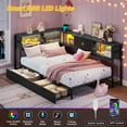 thumbnail image 6 of Twin Corner Bed Frame with Bookcase Storage and Led Lights,Twin Daybed Frame with Charging Station,Metal Platform Bed Frame with Storage Drawers Underneath for Living Room,Bedroom & Guest Room,Black, 6 of 9