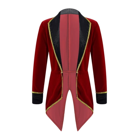 Yartina Kids Boys Velvet Long Sleeve Tailcoat Regal King/Prince Show Stage Performance Tuxedo Jacket Burgundy 10