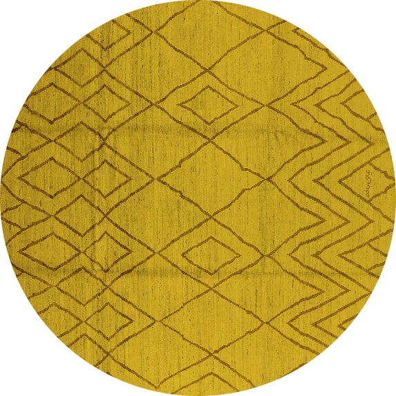 Ahgly Company Indoor Round Solid Yellow Modern Area Rugs, 7' Round