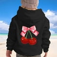 thumbnail image 3 of SonxaHe Toddler Girls Hoodies Cherry Prints Long Sleeve Comfy Cozy Loose Hooded Sweatshirts with Pocket Black,Sized 2-3, 3 of 4