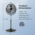 thumbnail image 3 of Costway 18" High Velocity Standing Fan with 3 Speeds 360° Tilt & Adjustable Heigh for Home Office Black, 3 of 10
