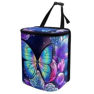 Hand Painted Trash/garbage Can 30 Gallon Flower Garden, Welcome Sign,  Butterflies, Hollyhock Floral Lid 