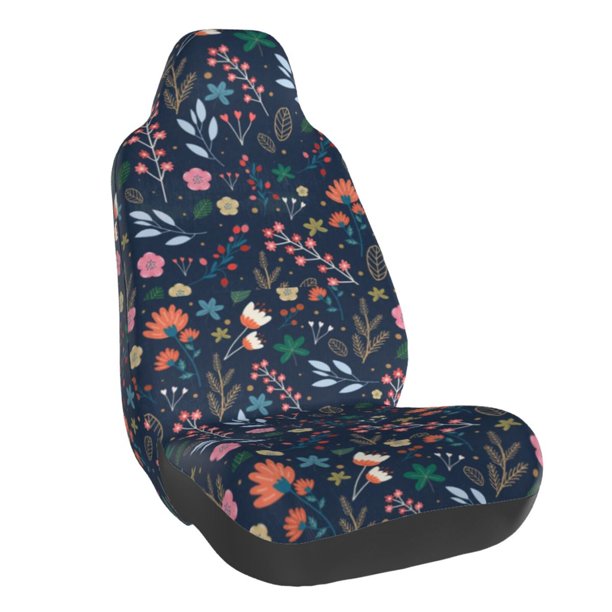 Balery Colorful Flowers Funda de Asiento para Auto con Diseño - Cubierta Frontal Suave y Transpirable con Protector Antideslizante- 1 Unidad