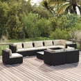 thumbnail image 1 of vidaXL 10 Piece Garden Lounge Set with Cushions Poly Rattan Black, 1 of 5