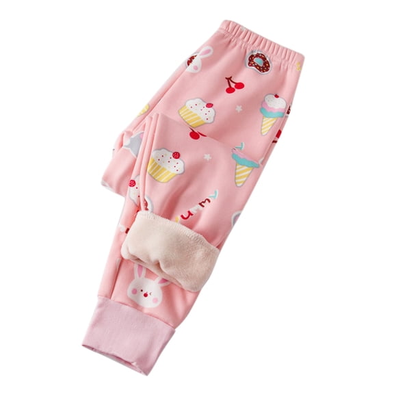 EnJoCho Kids Boys Girls Sher𝗉a Lined Sweatpants Strawberry Print Padded Fleec𝖾 Athleti𝖼 Jogger Winter Warm Cozy Active Pants Loung𝖾 Sports Wear Comfortable Cold Weather Bottoms