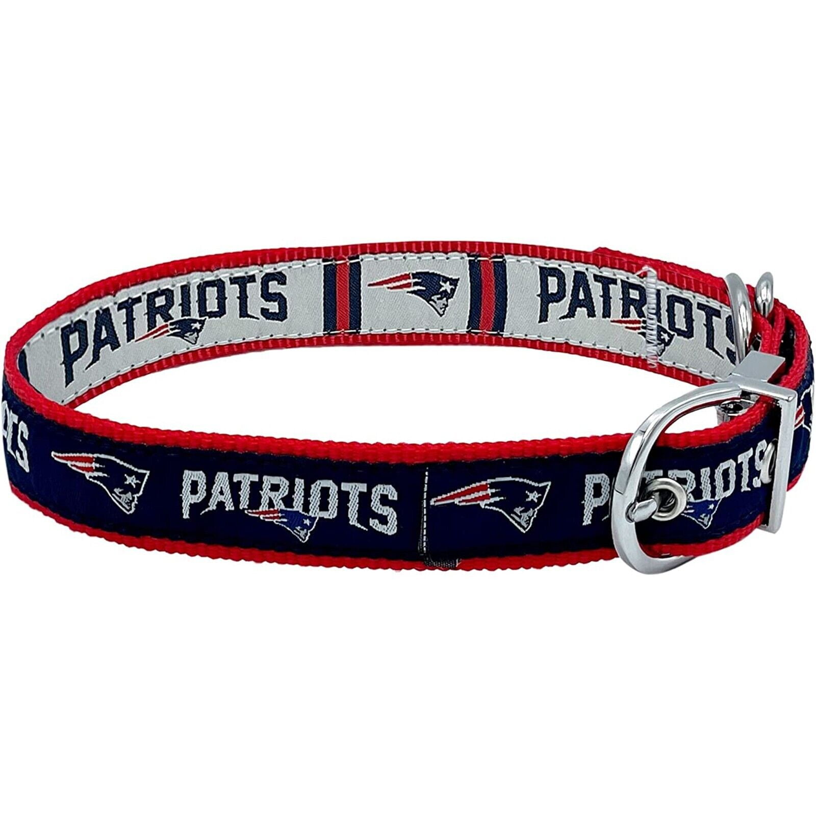 Pets First New England Patriots Reversible Collar Reversible NFL Dog Collar Premium Two-Sided Pet Collar with NFL Logo, Large