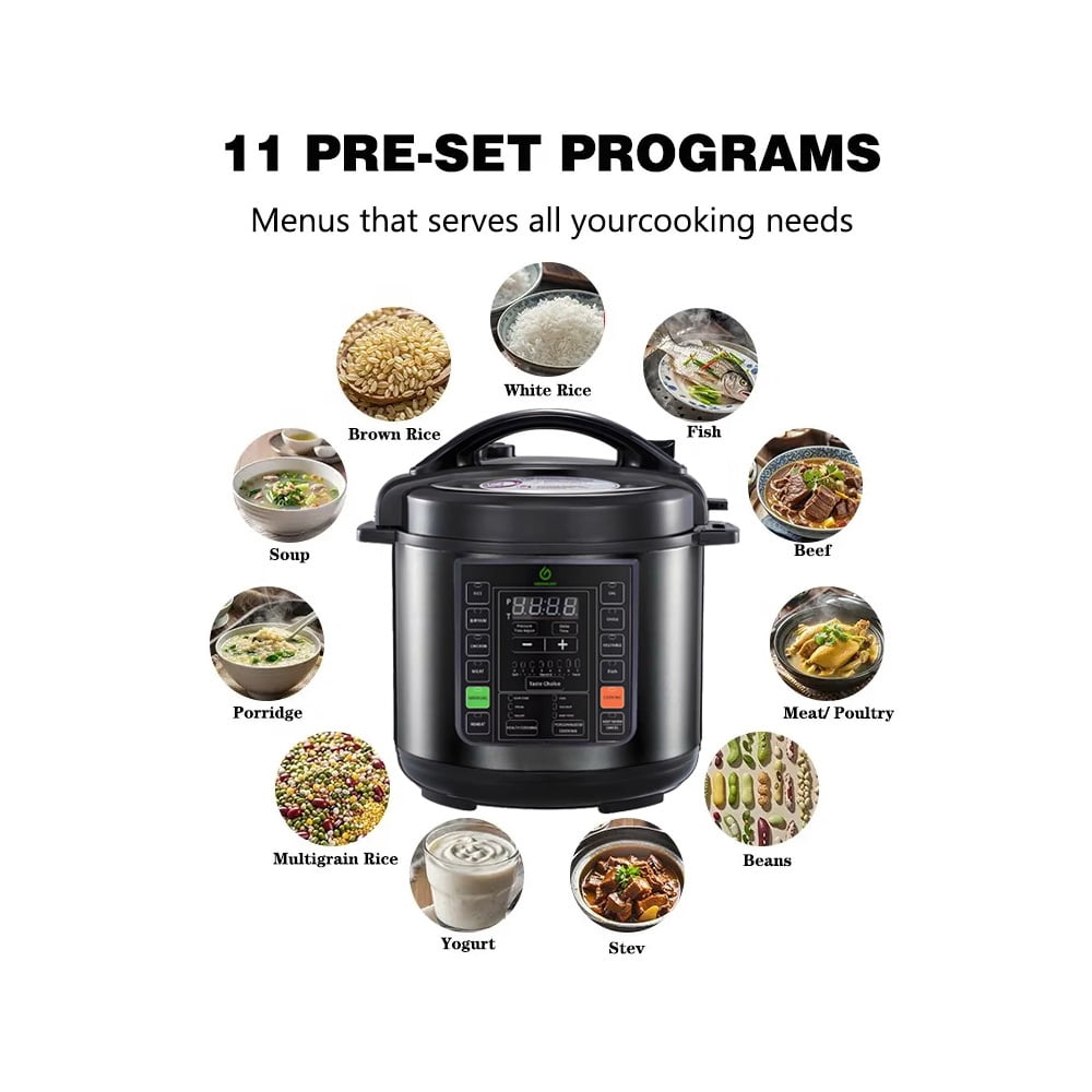 GreenLine Pot 6Qt 10-in-1 Pressure Cooker and Multi-Cooker - Multipurpose Electric Pressure Cooker