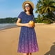 thumbnail image 4 of Balery Violet Glitter Vestidos sueltos de manga corta para mujer, vestidos de verano 2025, vestidos casuales de corte A con vuelo., 4 of 6