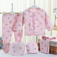 thumbnail image 2 of Caqnni 5PCS Infant Newborn Preemie Newborn Baby Newborn Baby Boy Girl Cotton Romper Hat Outfits Clothes Sets Size 5PCS Girl Boy Comfort Soft Gifts Layette Set, 2 of 8