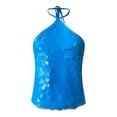 thumbnail image 5 of HXWCHs Women's Sleeveless Glitter Party Tank top Clubwear Night Out Fashion Summer Rave Outfit S Blue, 5 of 5