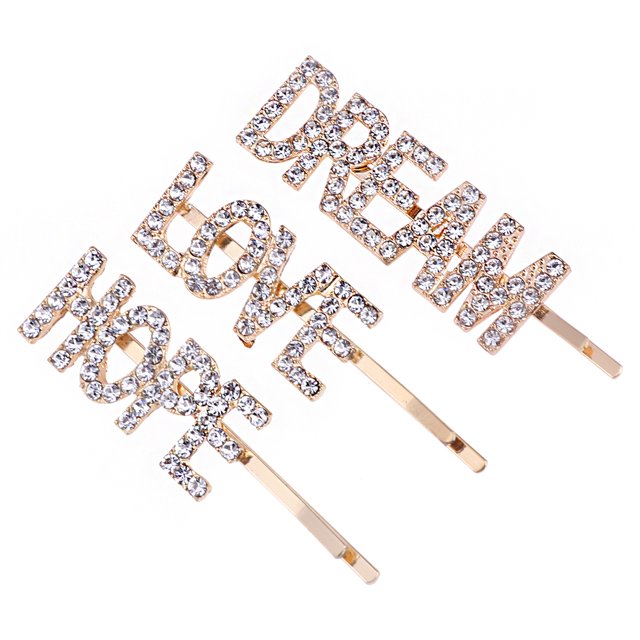 3PCS Cartas Rhinestone Pasadores de pelo Pasadores de pelo Bobby Pin para damas y niñas