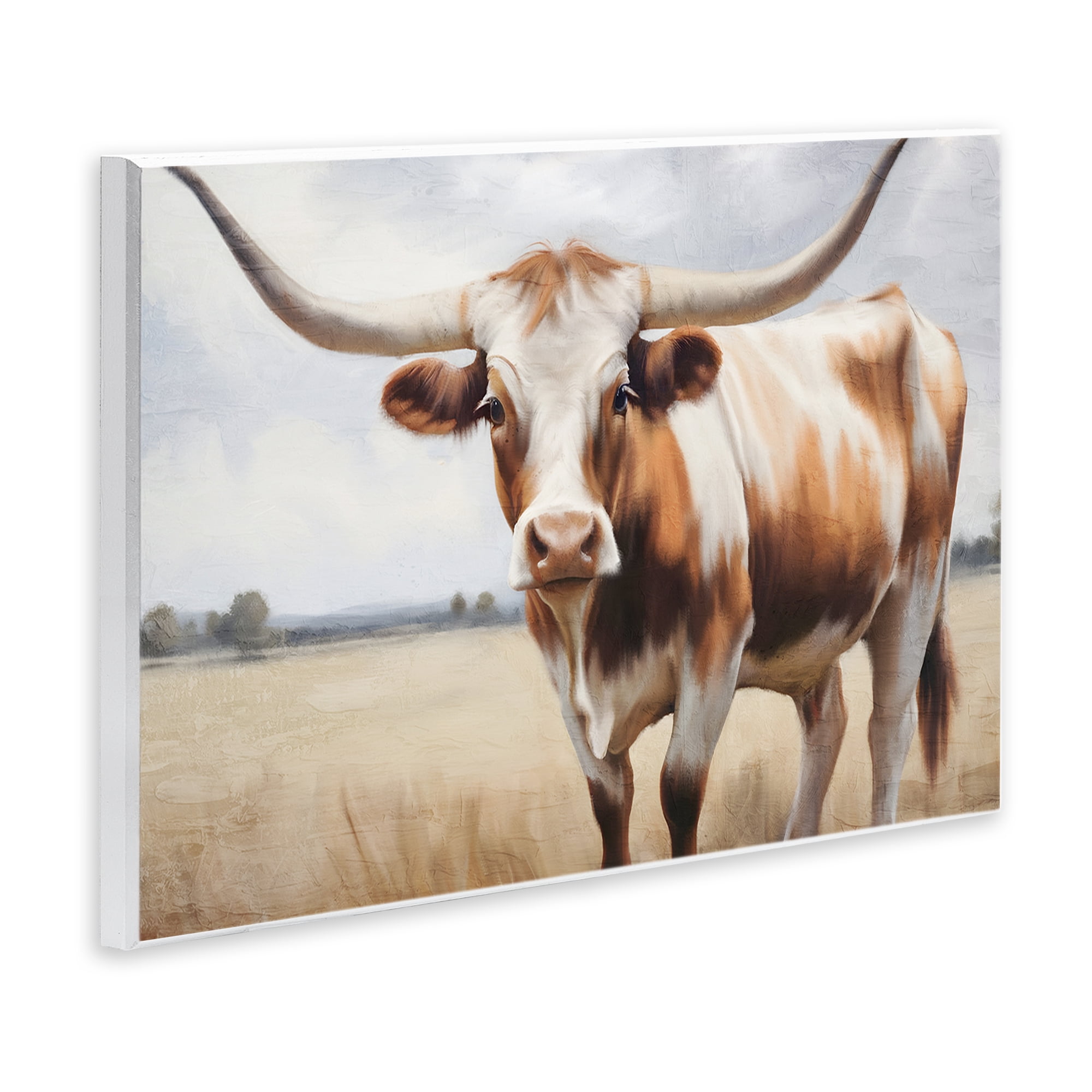 Stupell Industries Spotted Brown Longhorn Animals Painting Unframed Art Print Wall Art, 15 x 10