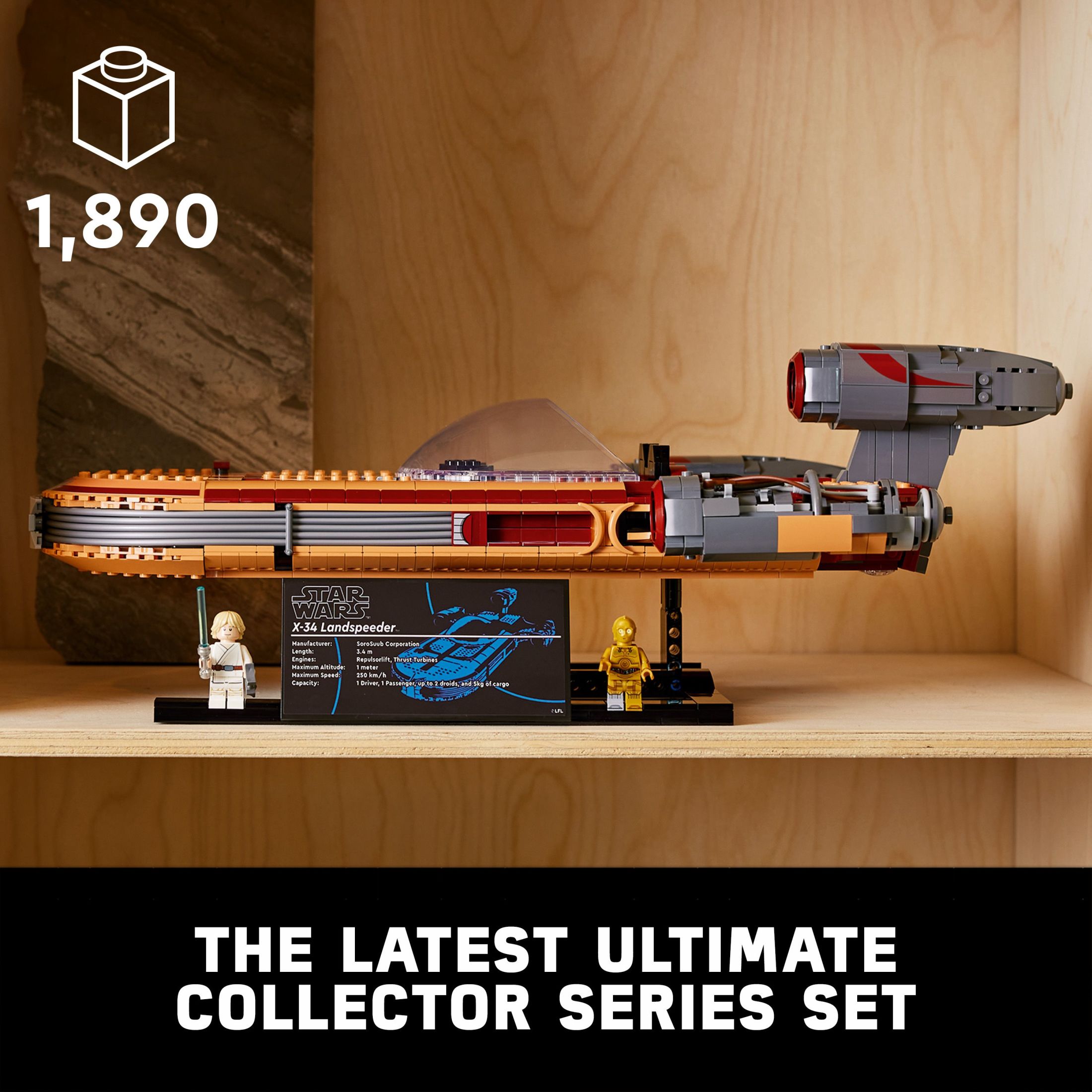 LEGO Star Wars Luke Skywalker's Landspeeder 75341, Ultimate Collector Series Star Wars Building Kit for Adults, Includes Luke Skywalker Lightsaber and C-3PO Mini Figure, Gift Idea for Star Wars Fans - image 4 of 8
